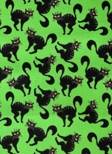 45" Halloween - Creepy Cat Green - 1 yd